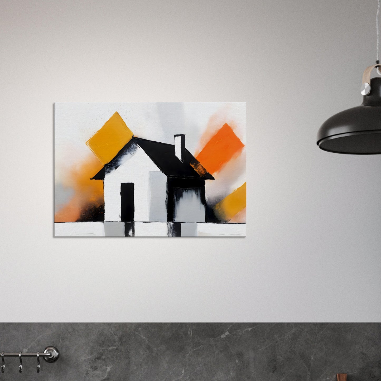 Serene Sanctuary: Minimalist House Canvas Art