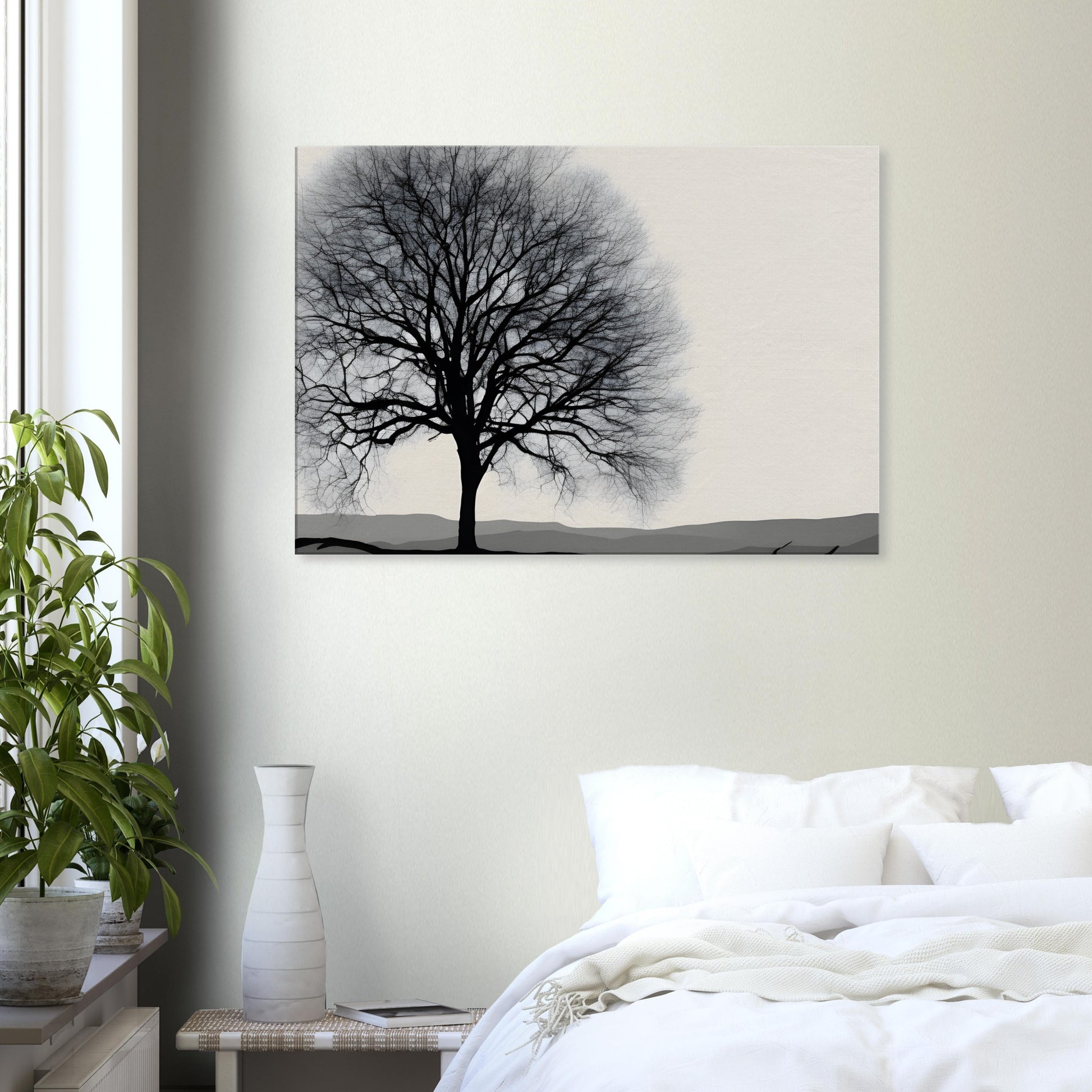 Silhouette Serenade - Minimalist Tree Canvas Print Wall Art