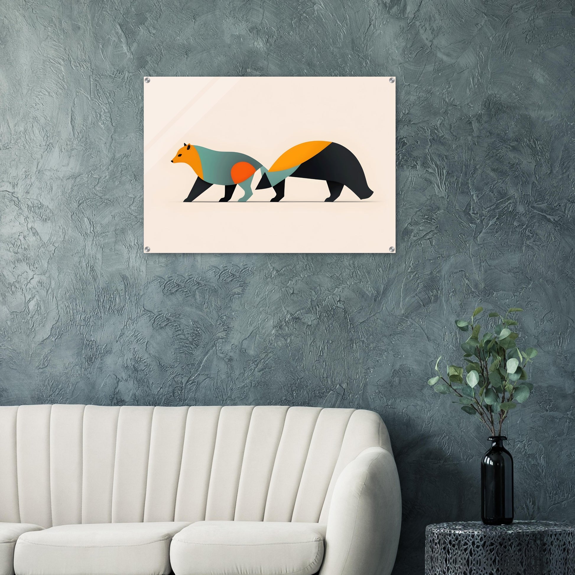 Fox and Bear - Minimalist Abstract Acrylic Art