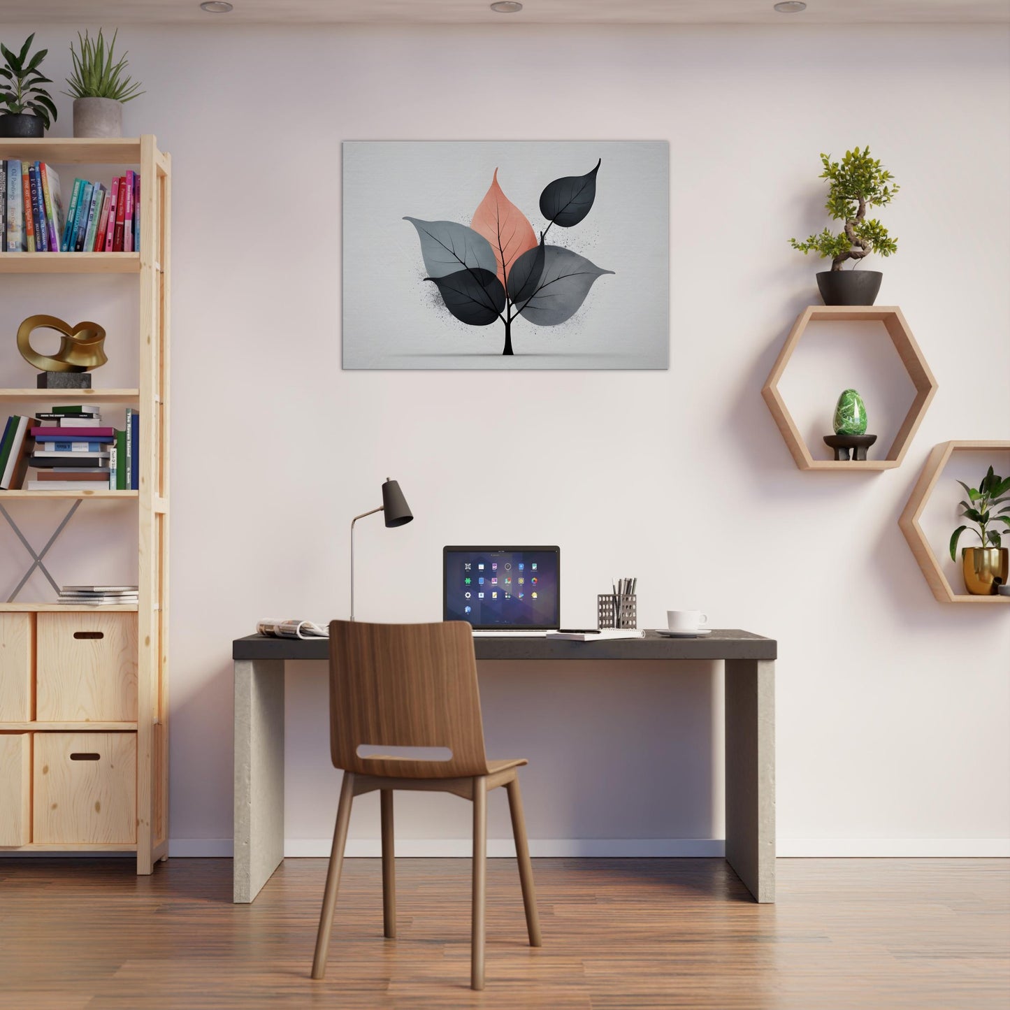 Minimalist Abstract Wall Art with Elegant Leaves