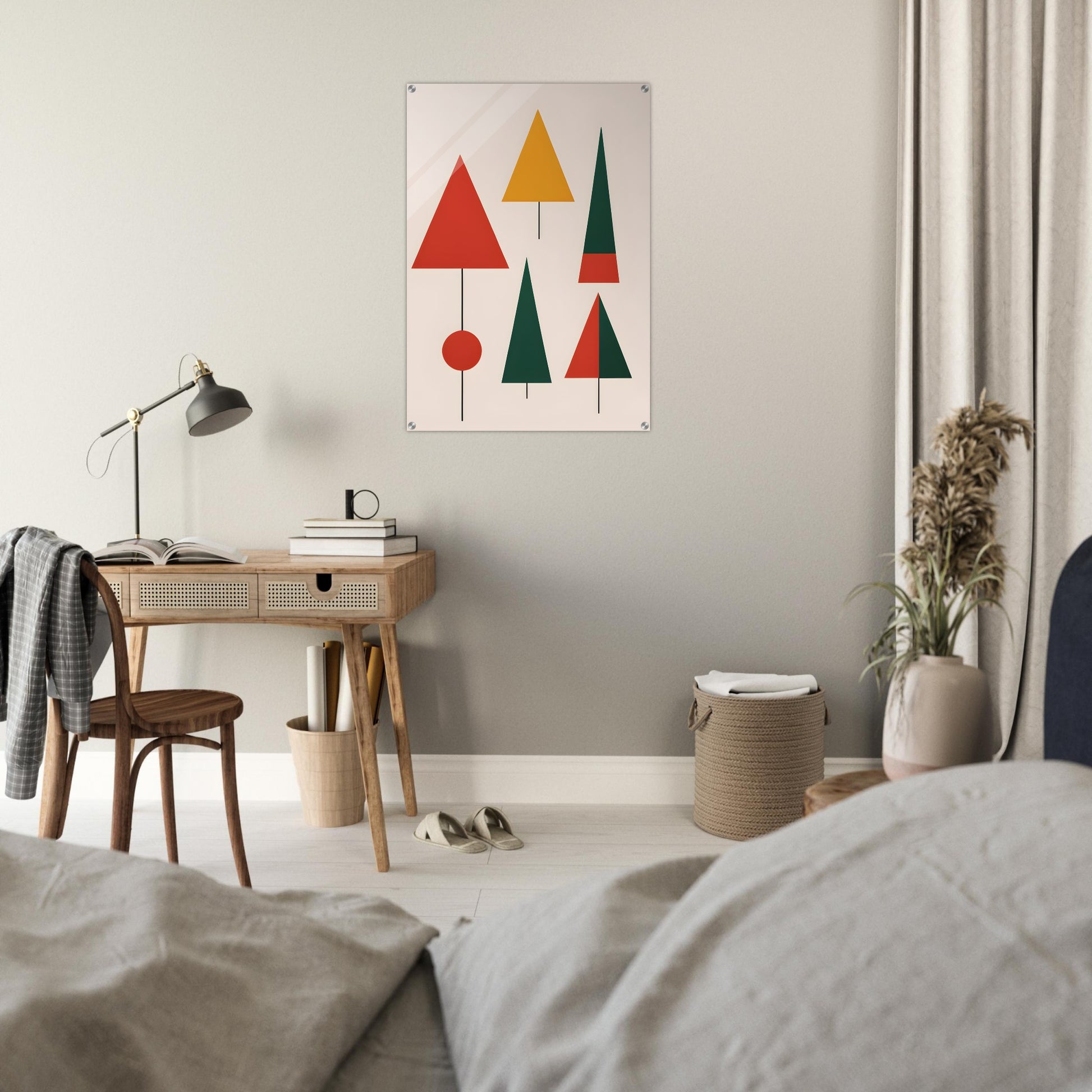 Evergreen Harmony - Abstract Christmas Minimalist Wall Art