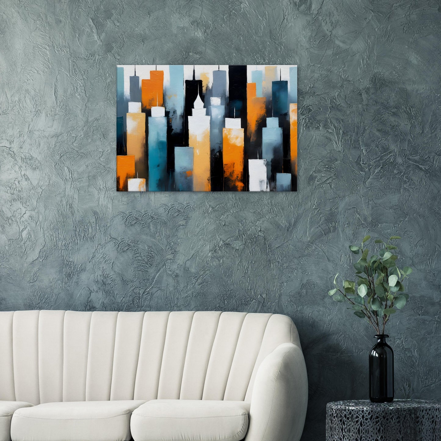 Majestic Cityscape: Abstract Skyline Canvas Art