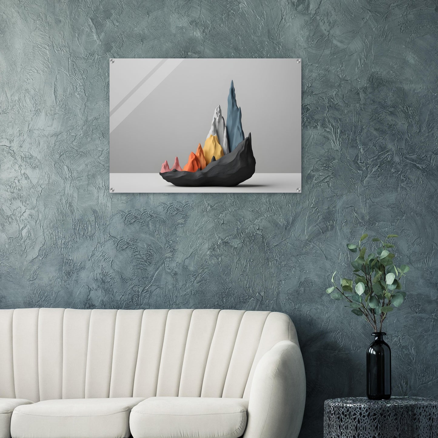 Stunning Minimalist Abstract Acrylic Print - Mountain Peaks