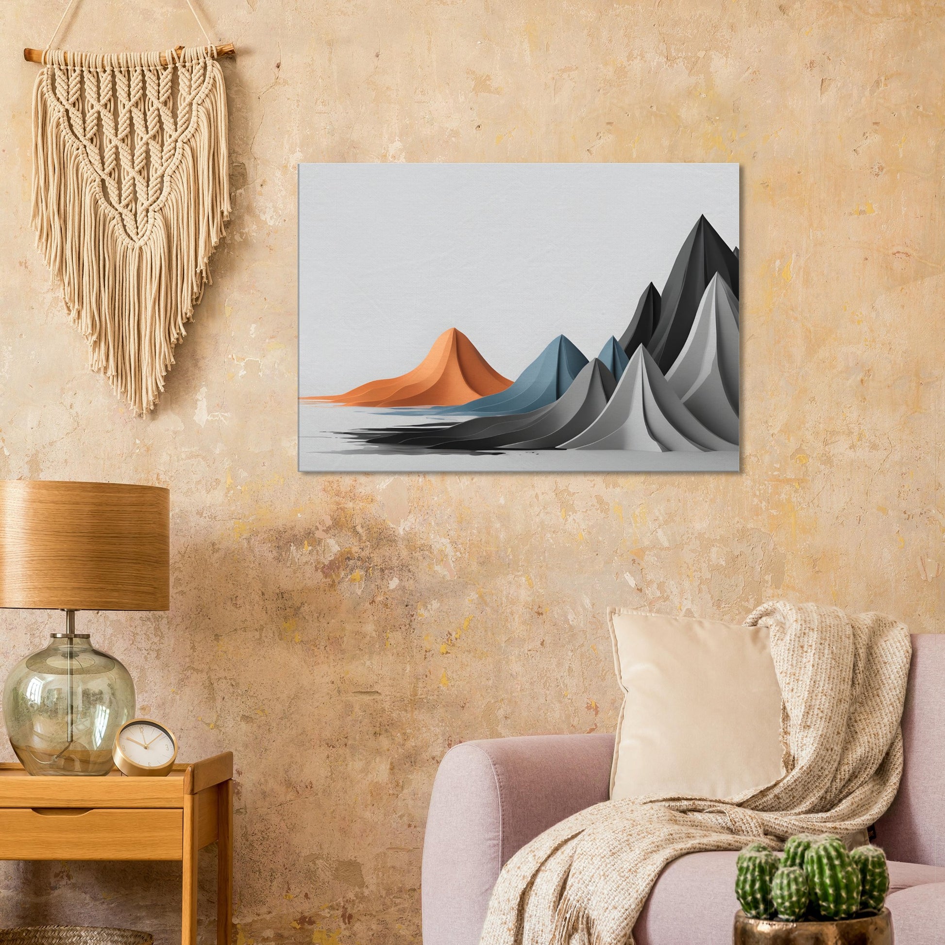 Minimalist Abstract Mountain Wall Art – Modern Canvas Print