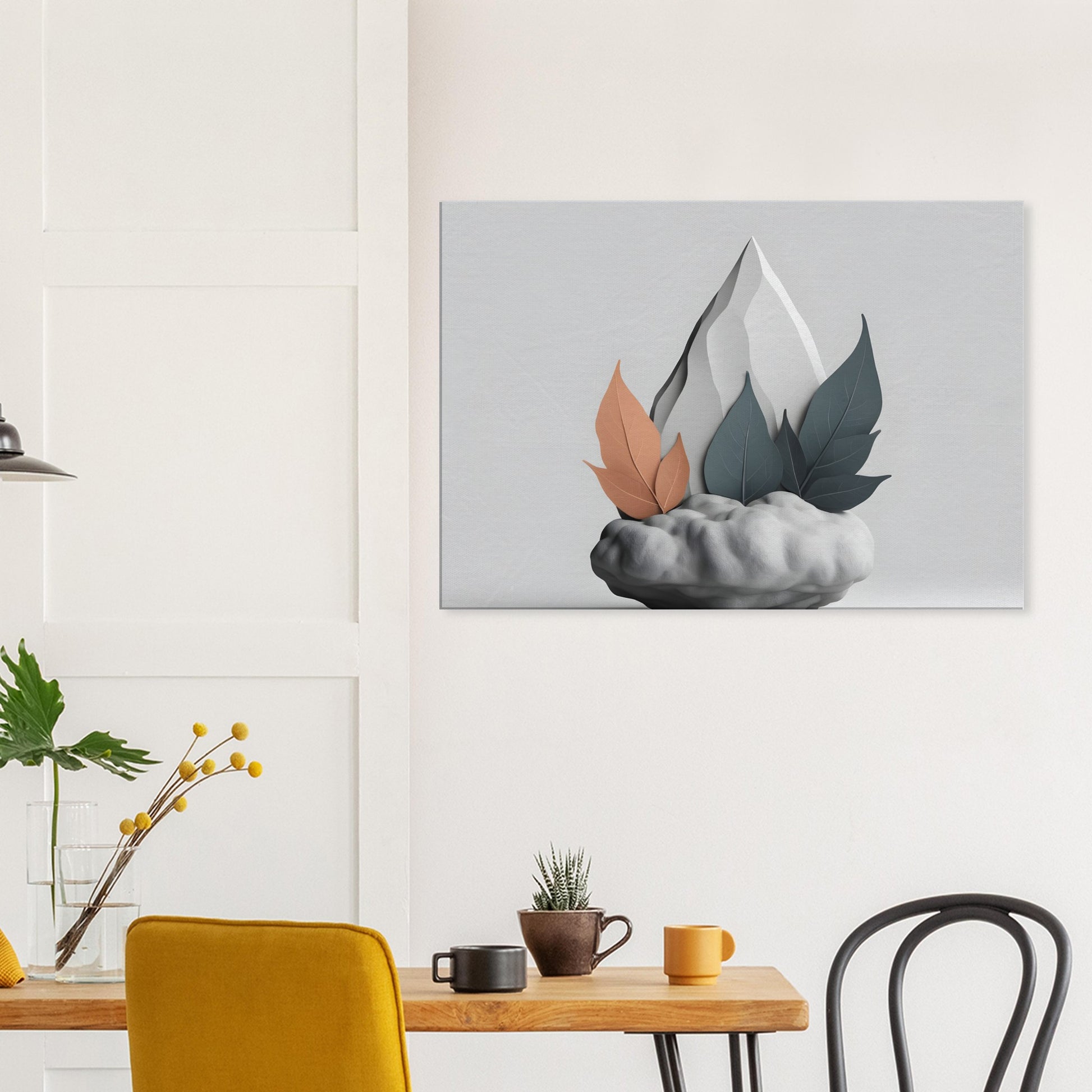 Minimalist Abstract Canvas Print with Nature Elements