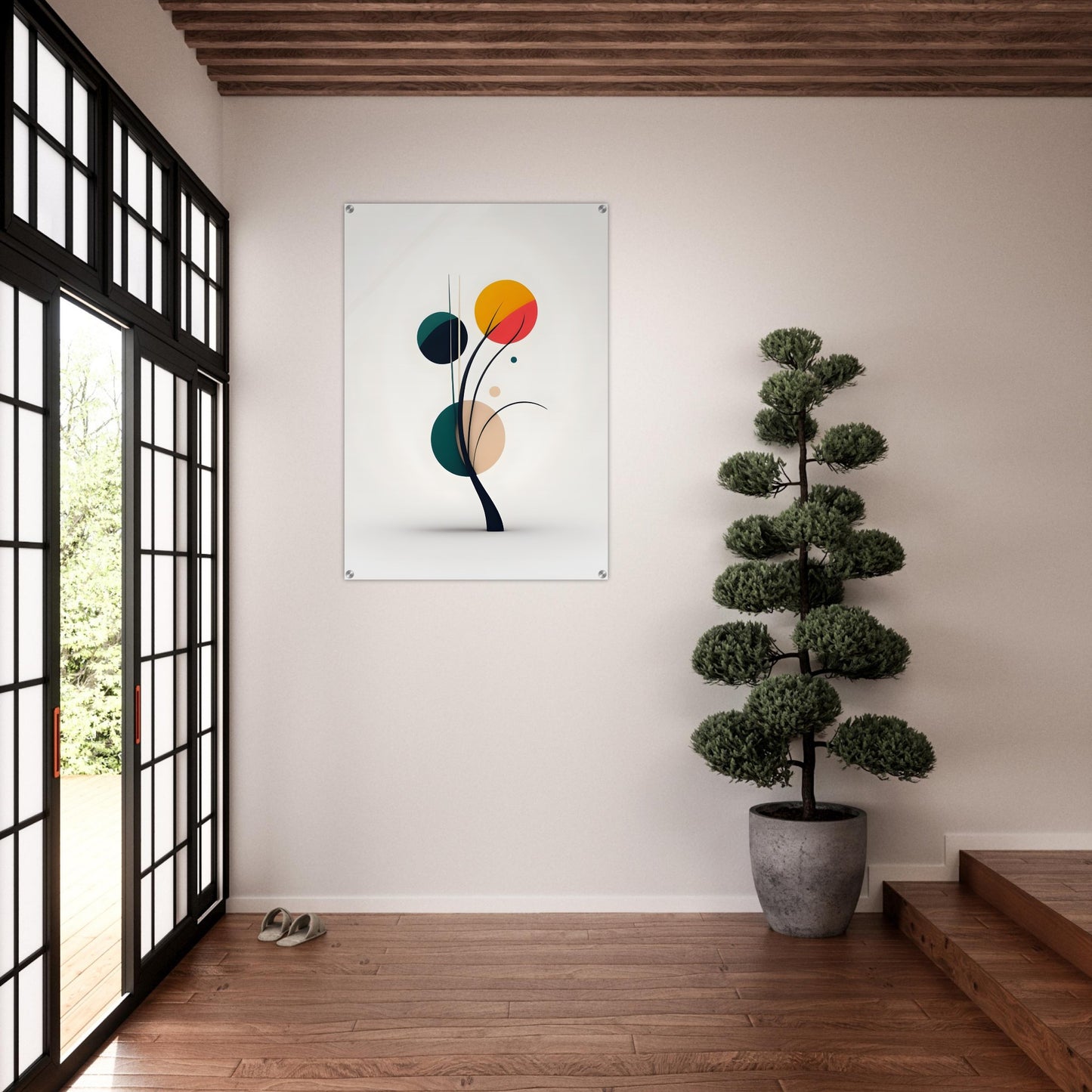 Acrylic glass wall art, The Silent Growth: Minimalist Nature Art in Motion