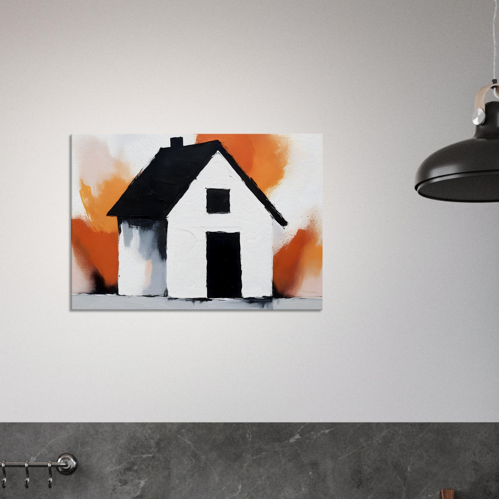 Rustic Allure: Abstract Minimalist House Canvas