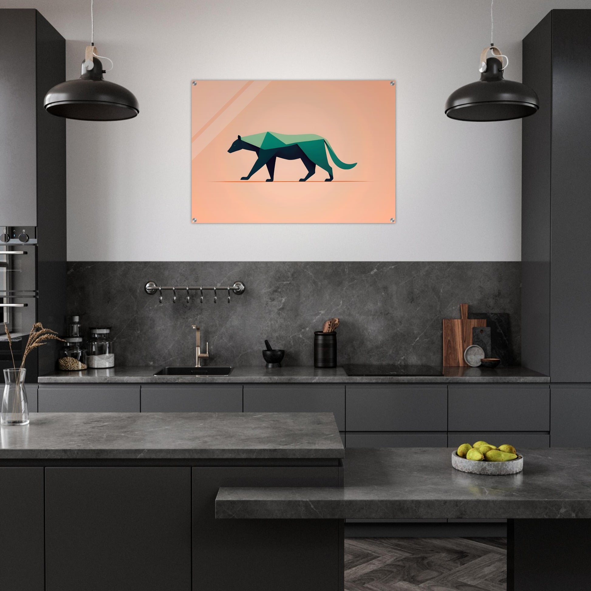 Emerald Bear - Minimalist Abstract Wall Art for Modern Decor