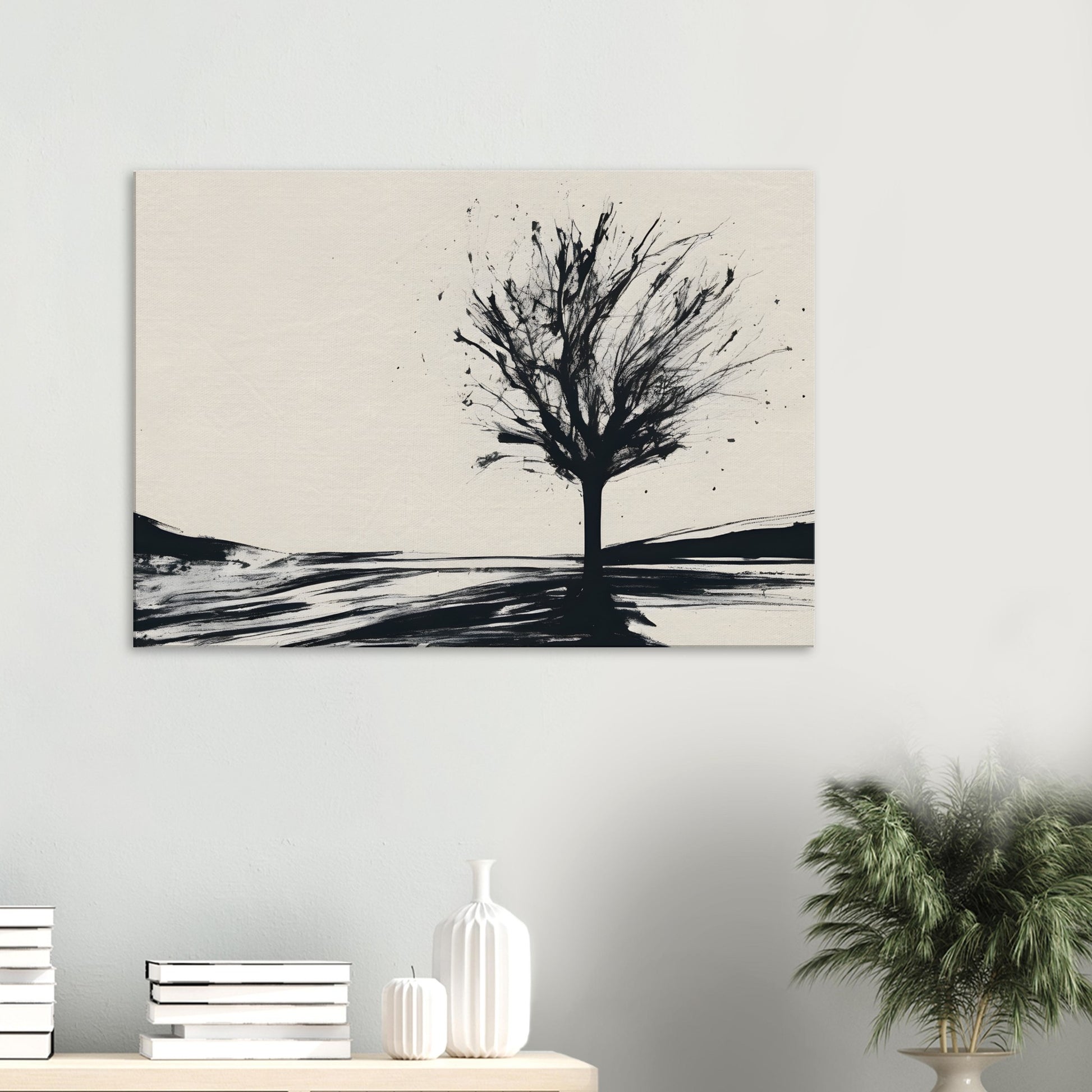 Whispers of Nature - Minimalist Black and White Tree Art