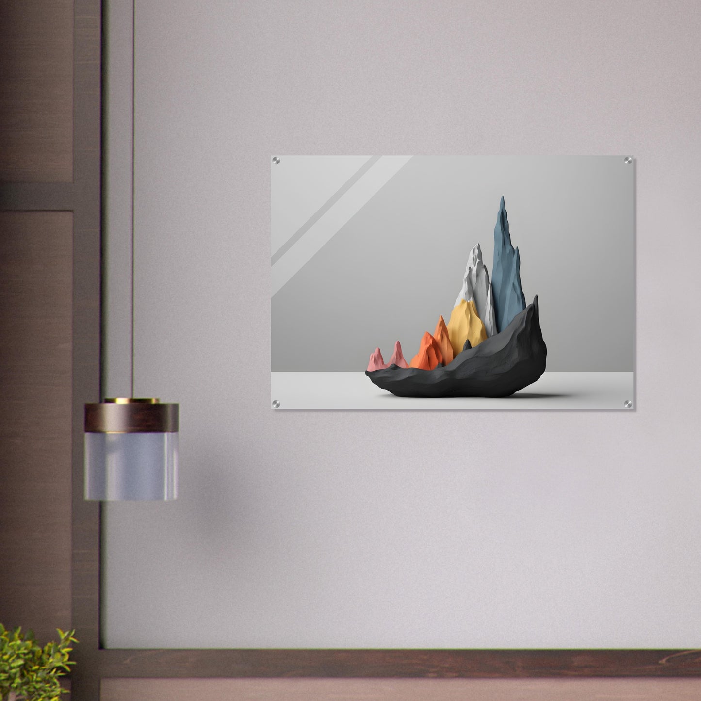 Stunning Minimalist Abstract Acrylic Print - Mountain Peaks