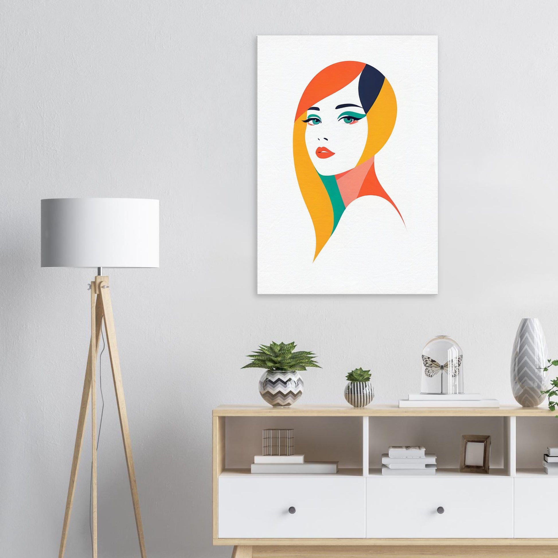 Vibrant Aura - Modern Minimalist Abstract Portrait Art Canvas