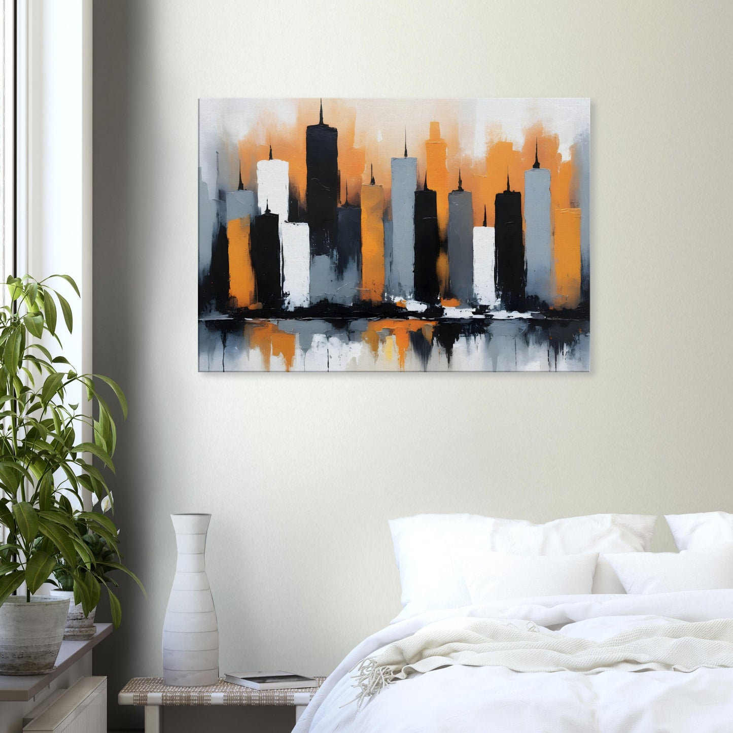 Dreamy Cityscape Hues: Minimalist Canvas Print