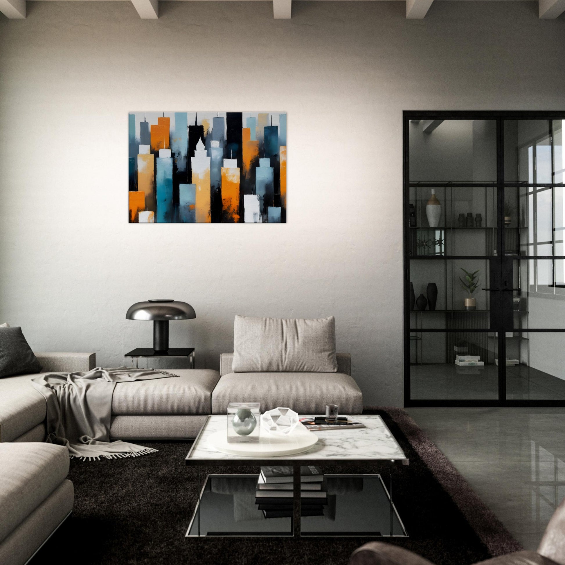 Majestic Cityscape: Abstract Skyline Canvas Art