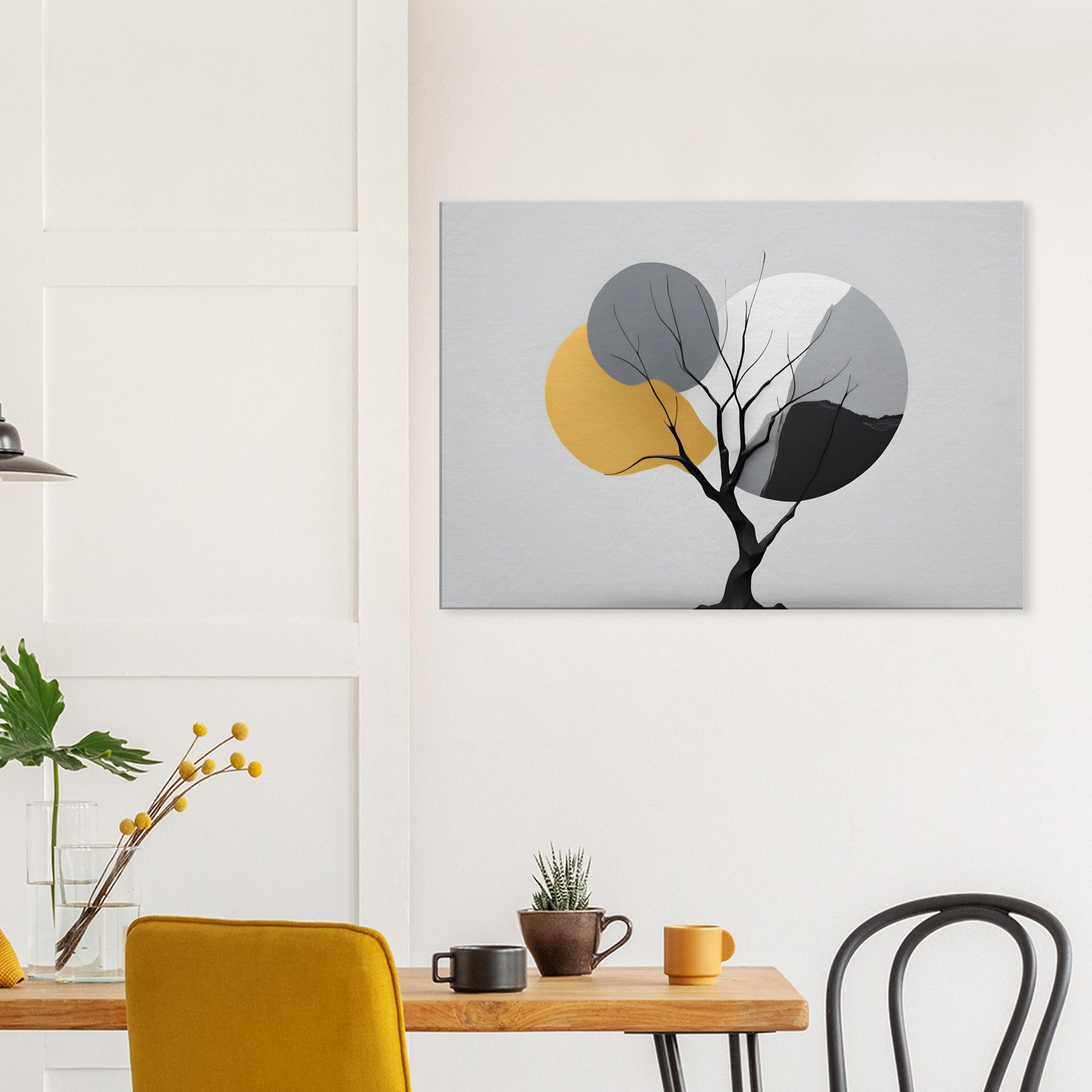 Minimalist Abstract Wall Art: Elegant Tree and Circles Print