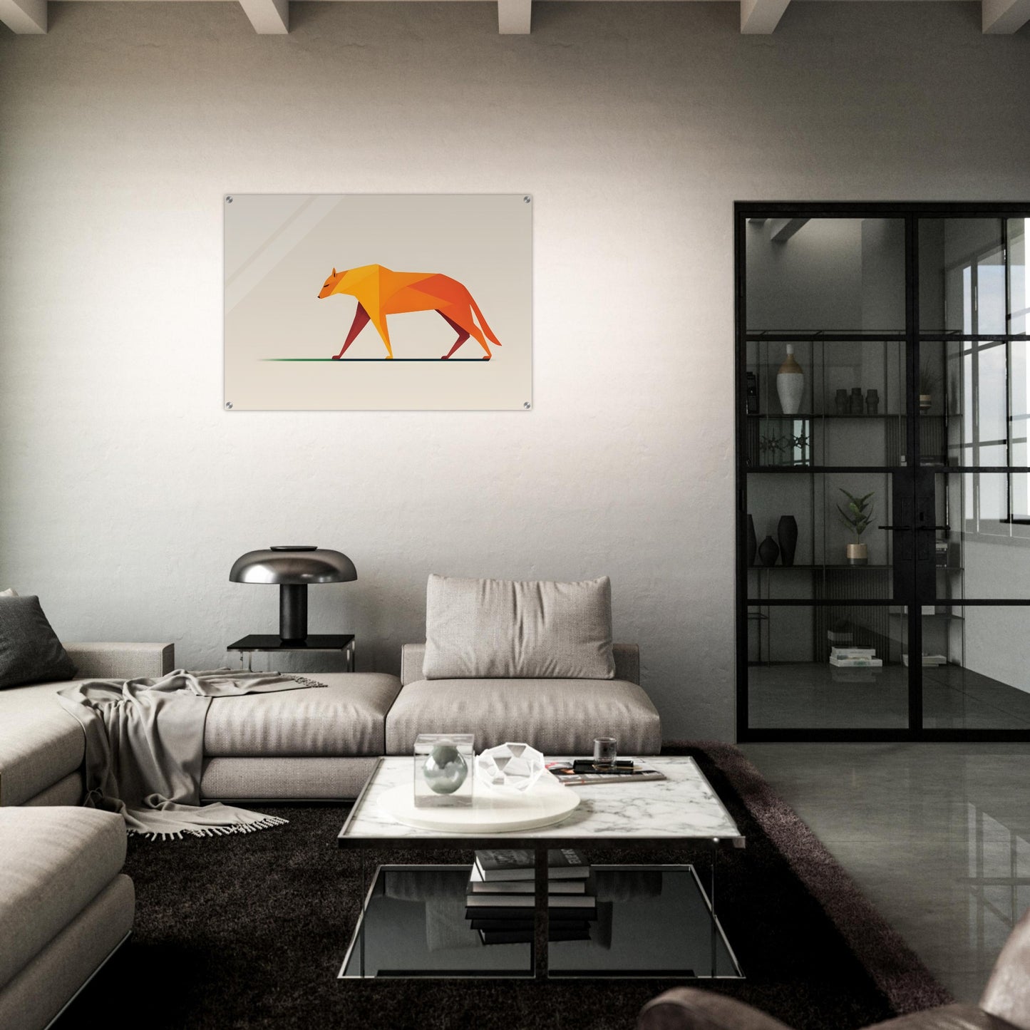 Fierce Geometric Fox - Minimalist Abstract Acrylic Art