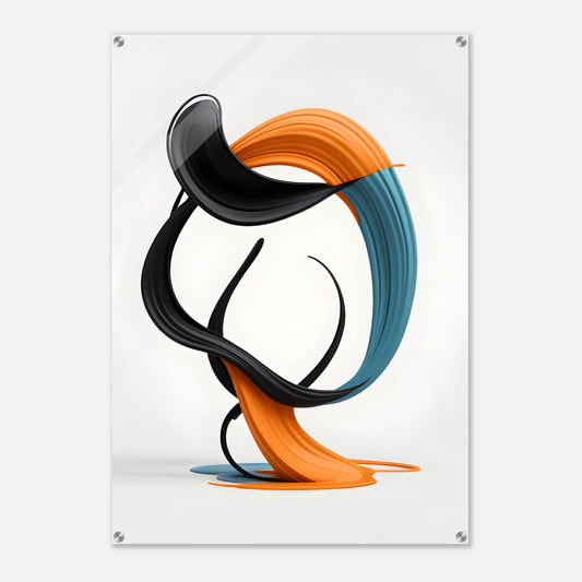 Vivacious Curves: Acrylic Print Abstract Minimalist Wall Art