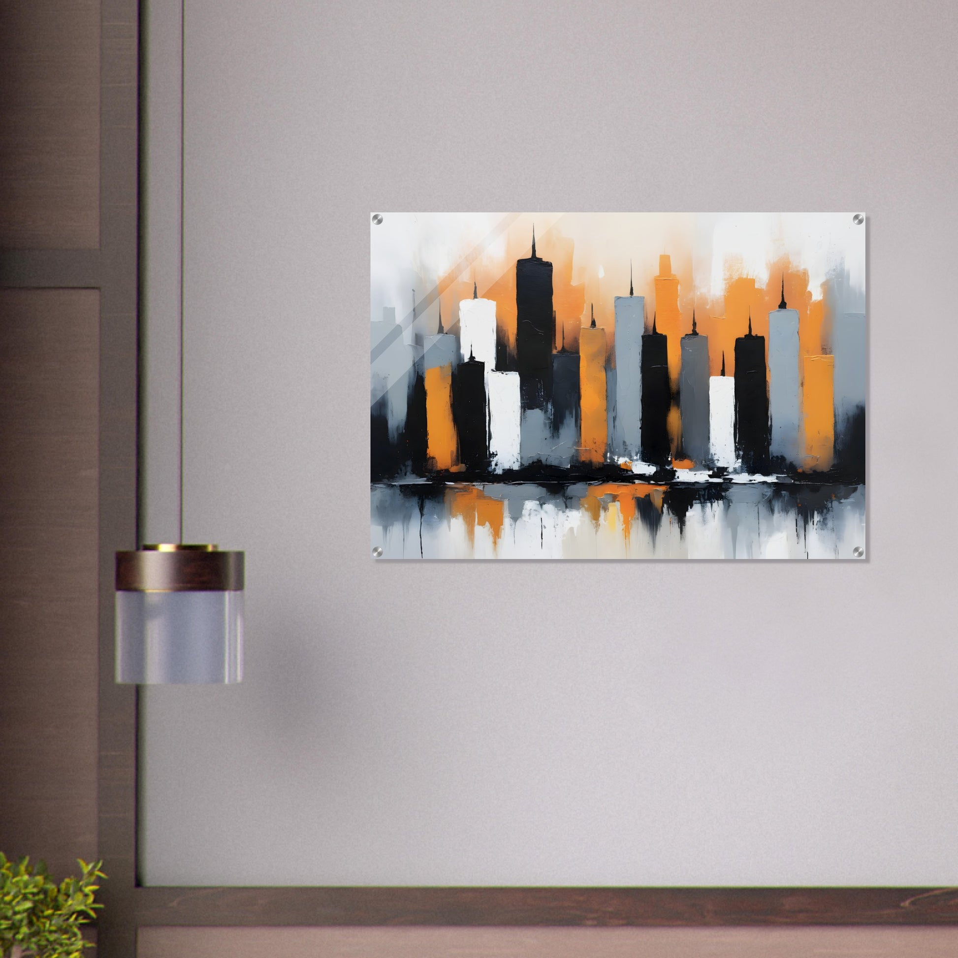 Vivid Skyline Strokes: Abstract Acrylic Wall Art