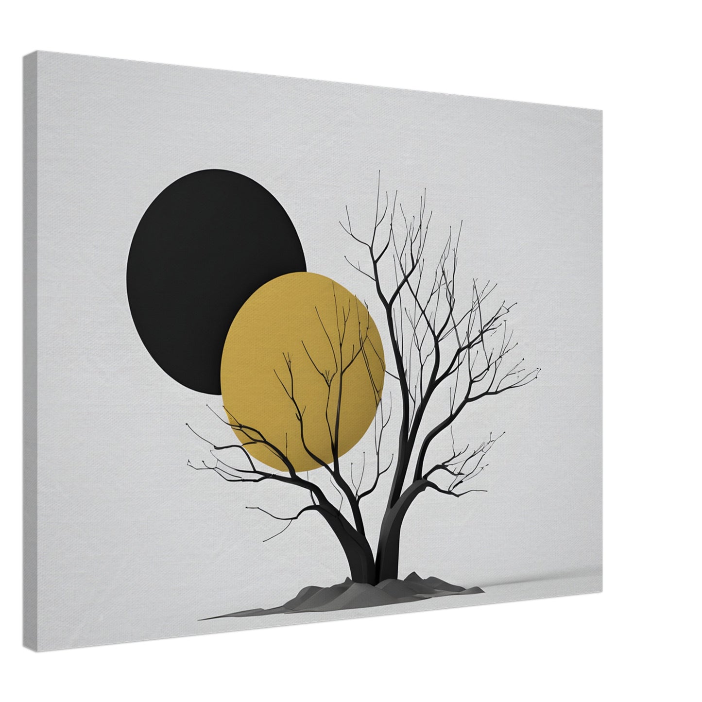 Minimalist Abstract Wall Art: Tree with Dual Circles