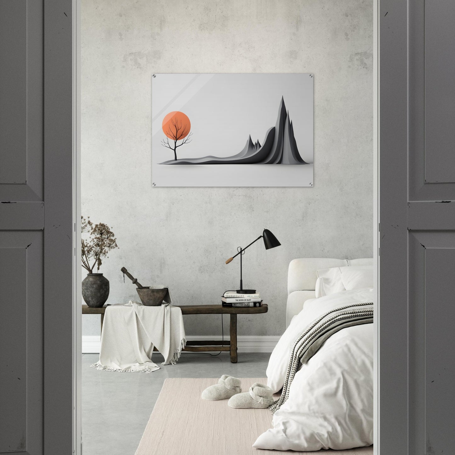 Breathtaking Minimalist Abstract Wall Art with Orange Sunset