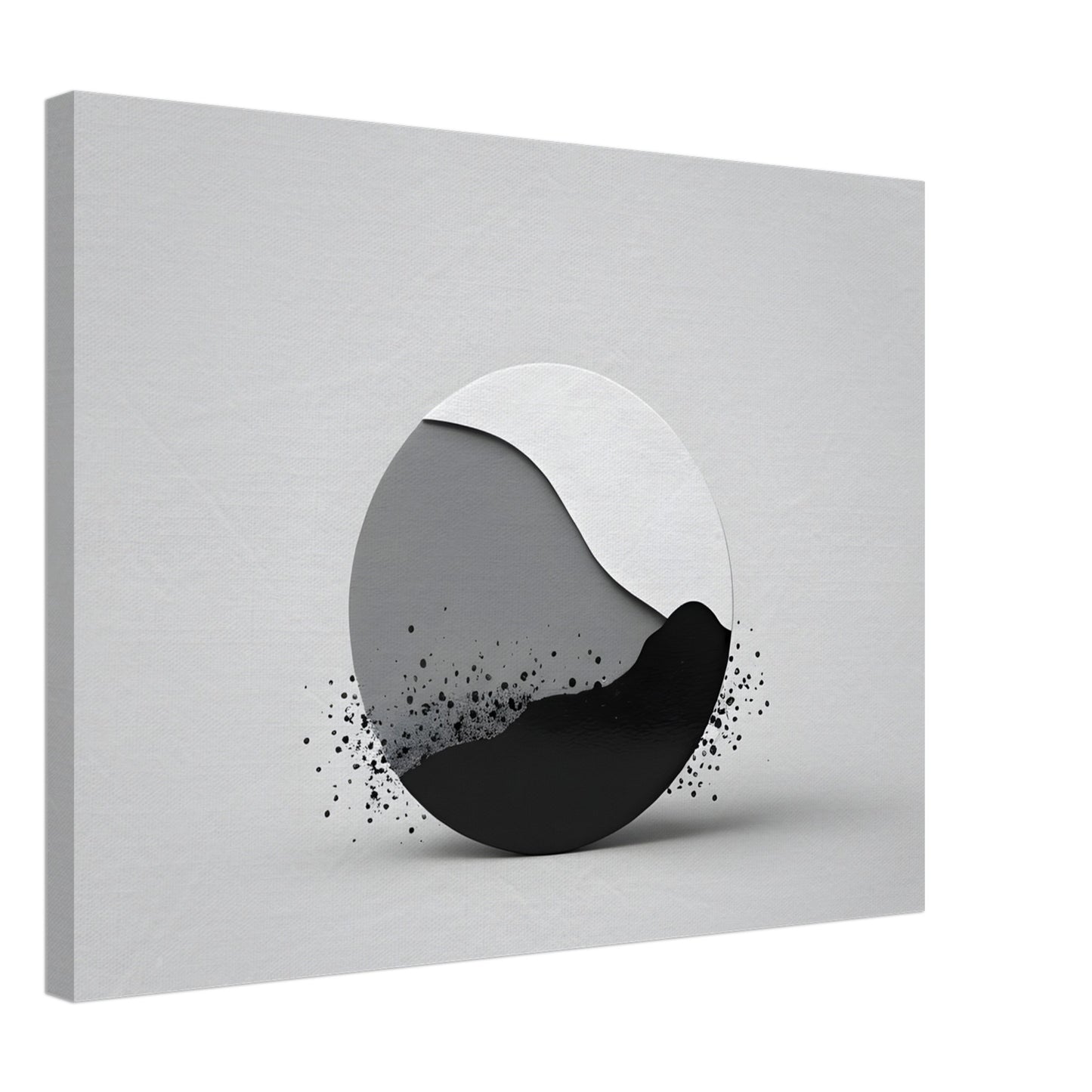 Minimalist Black and White Abstract Circle Canvas Art