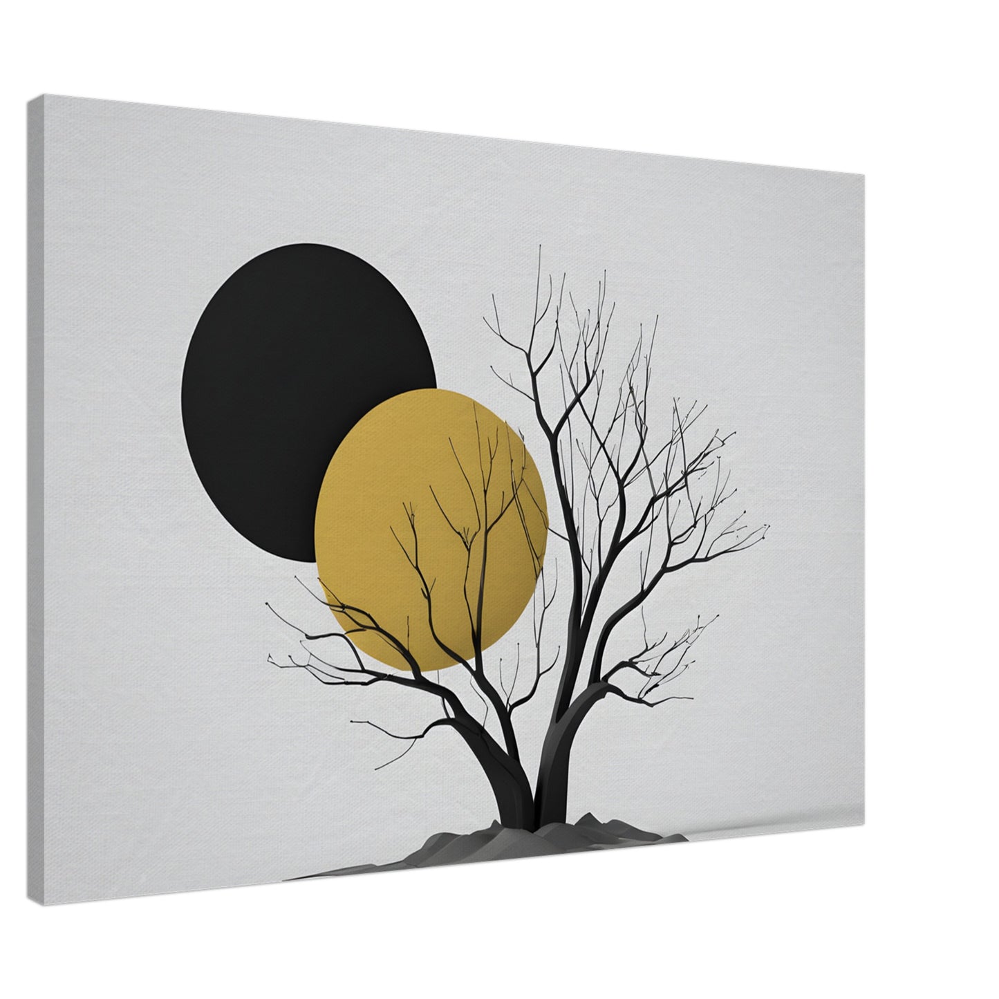 Minimalist Abstract Wall Art: Tree with Dual Circles