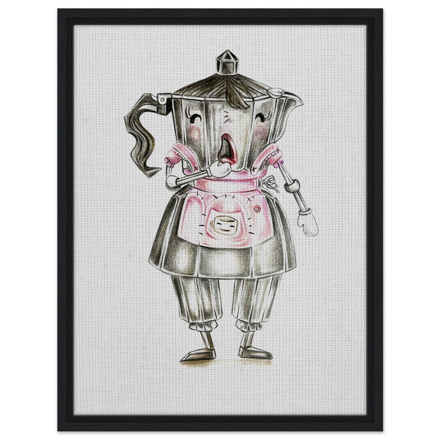 The Singing Barista Framed Canvas Art for Coffee Lovers