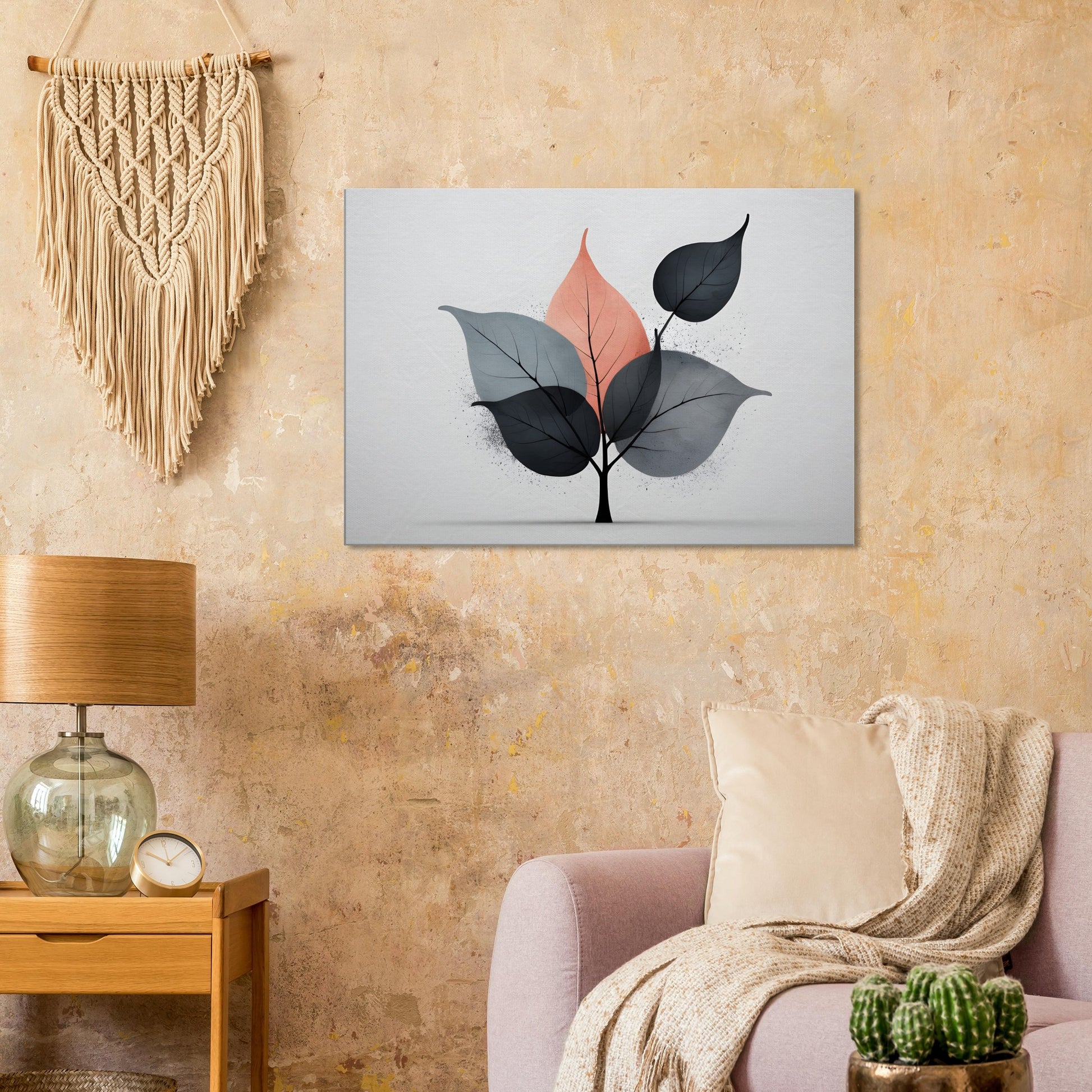 Minimalist Abstract Wall Art with Elegant Leaves