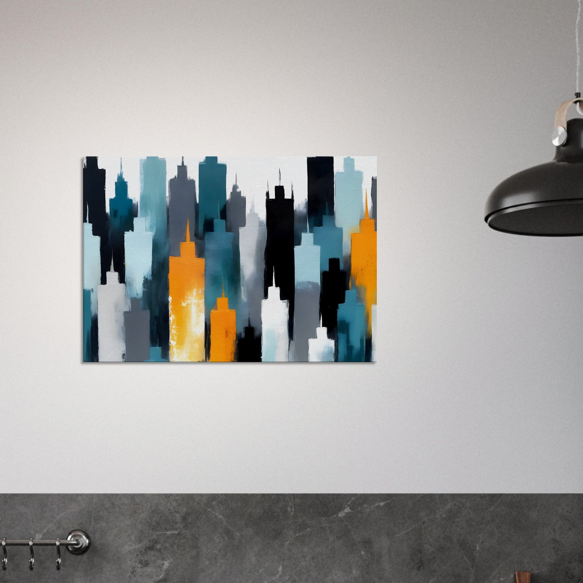 Tranquil Skyline Reflections: Abstract Minimalist Canvas