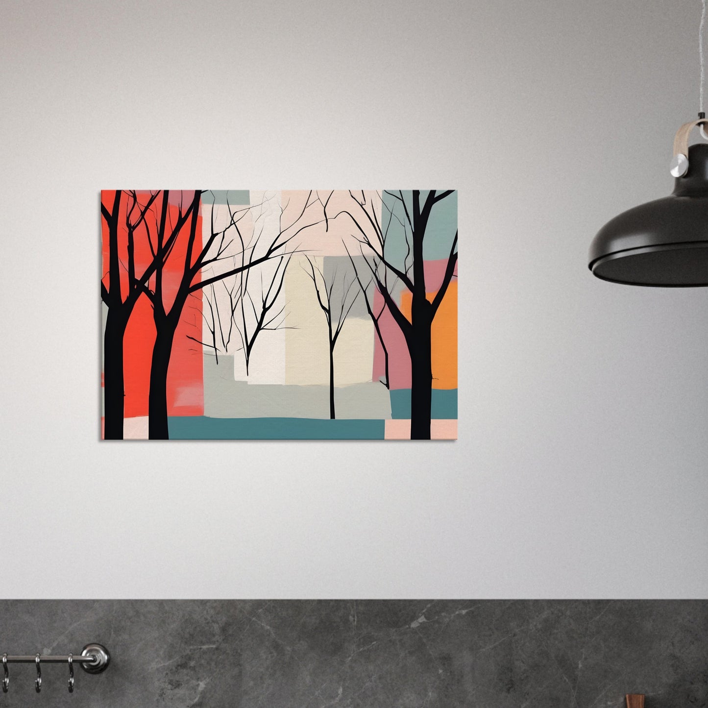 Whispered Hues - Abstract Trees Canvas Print for Modern Spaces