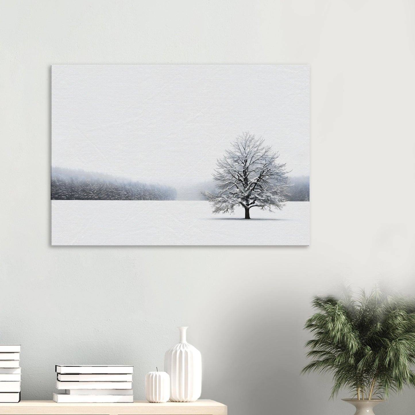 Minimalist Abstract Winter Landscape Canvas Art for Home Decor