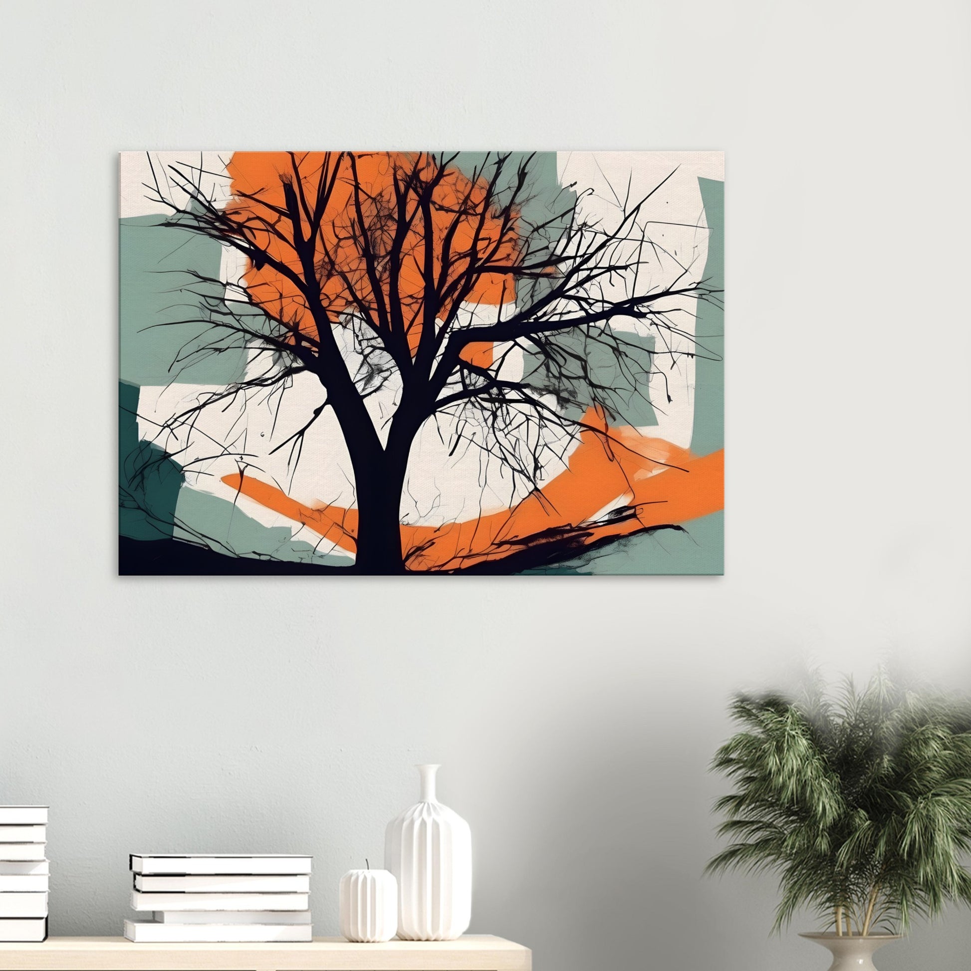 Ethereal Reflection - Minimalist Abstract Tree Art for Modern Decor