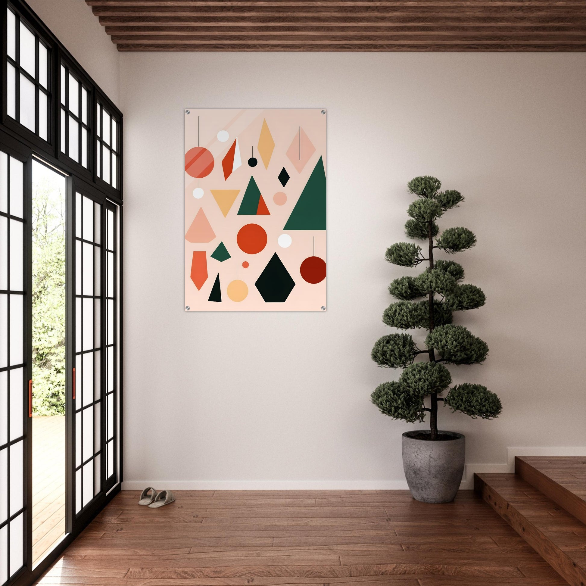 Geometric Joy - Minimalist Abstract Christmas Art