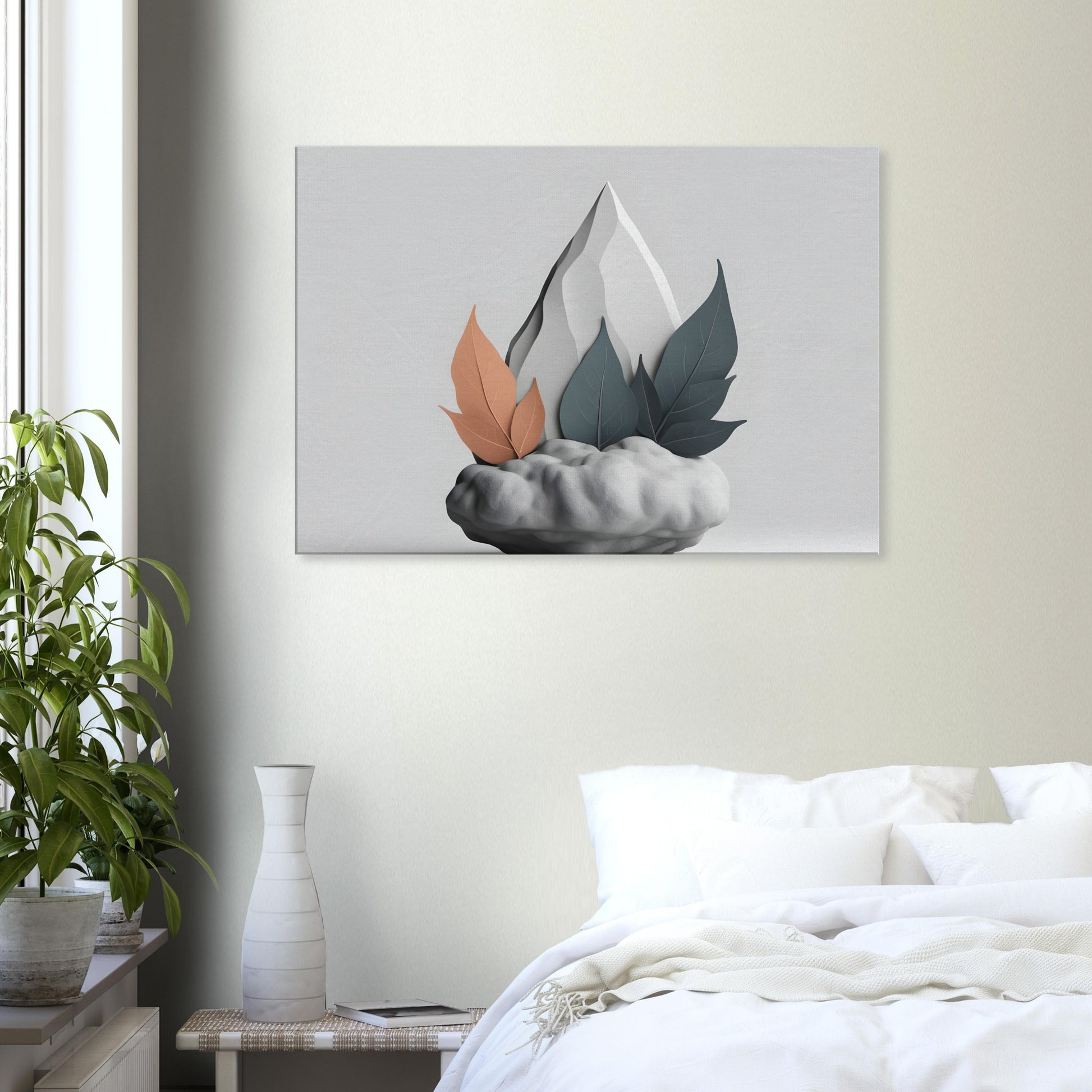 Minimalist Abstract Canvas Print with Nature Elements