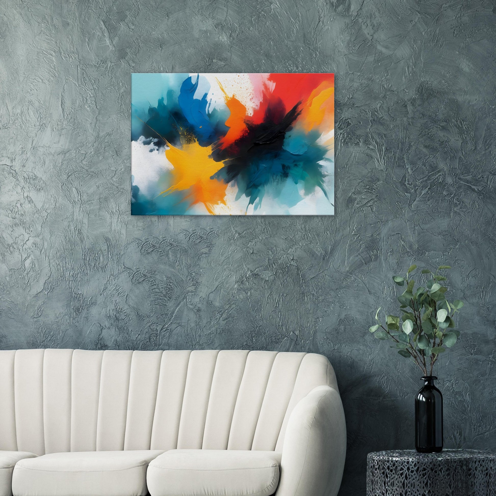 Vibrant Fusion: Abstract Minimalist Canvas Art