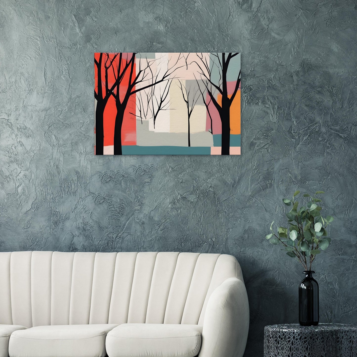 Whispered Hues - Abstract Trees Canvas Print for Modern Spaces