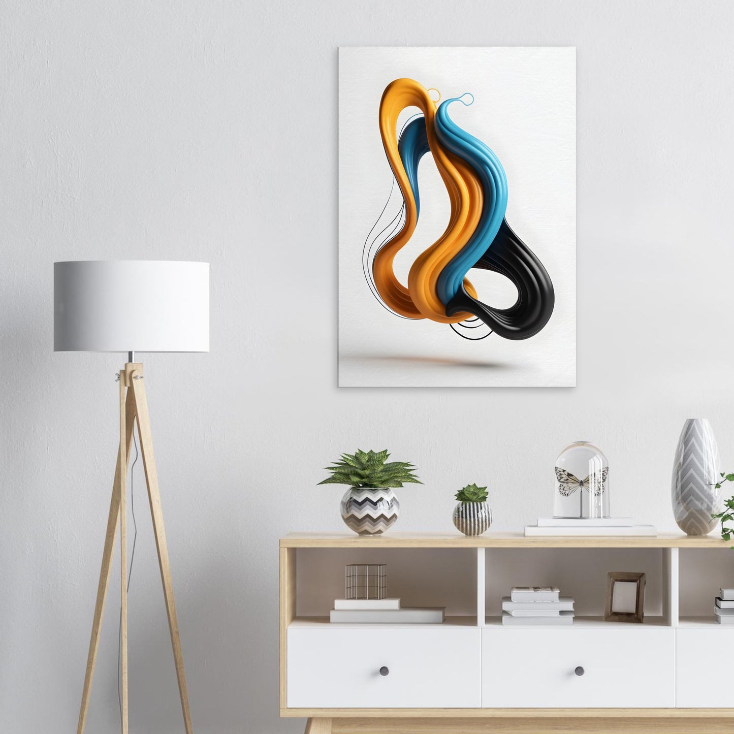 Minimalist Abstract Canvas Print - Vibrant Fluid Lines