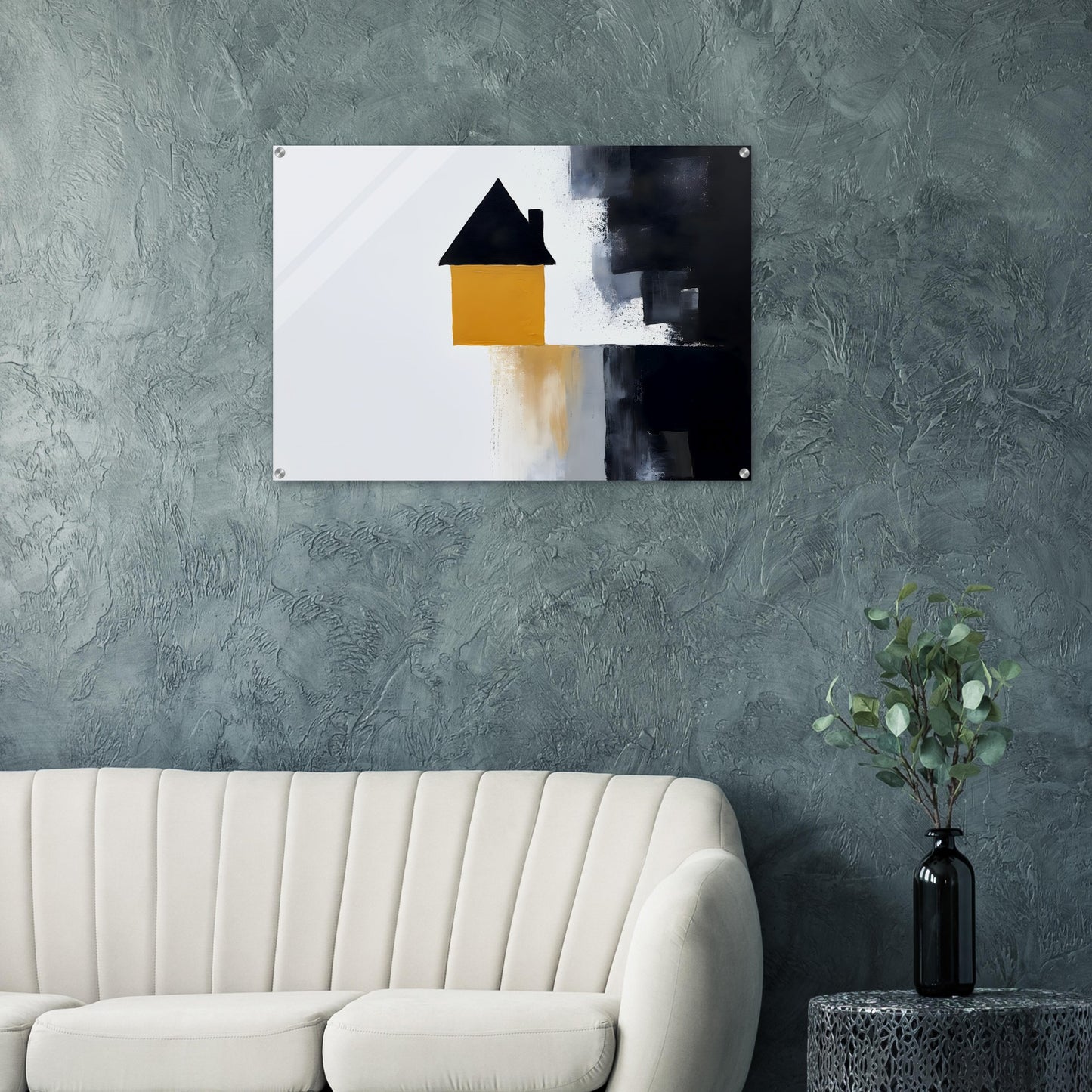 Enchanting Solitude: Minimalist House Acrylic Art