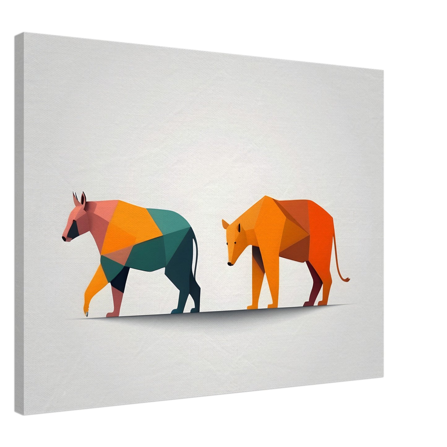 Origami Animals - Vibrant Geometric Canvas Wall Art