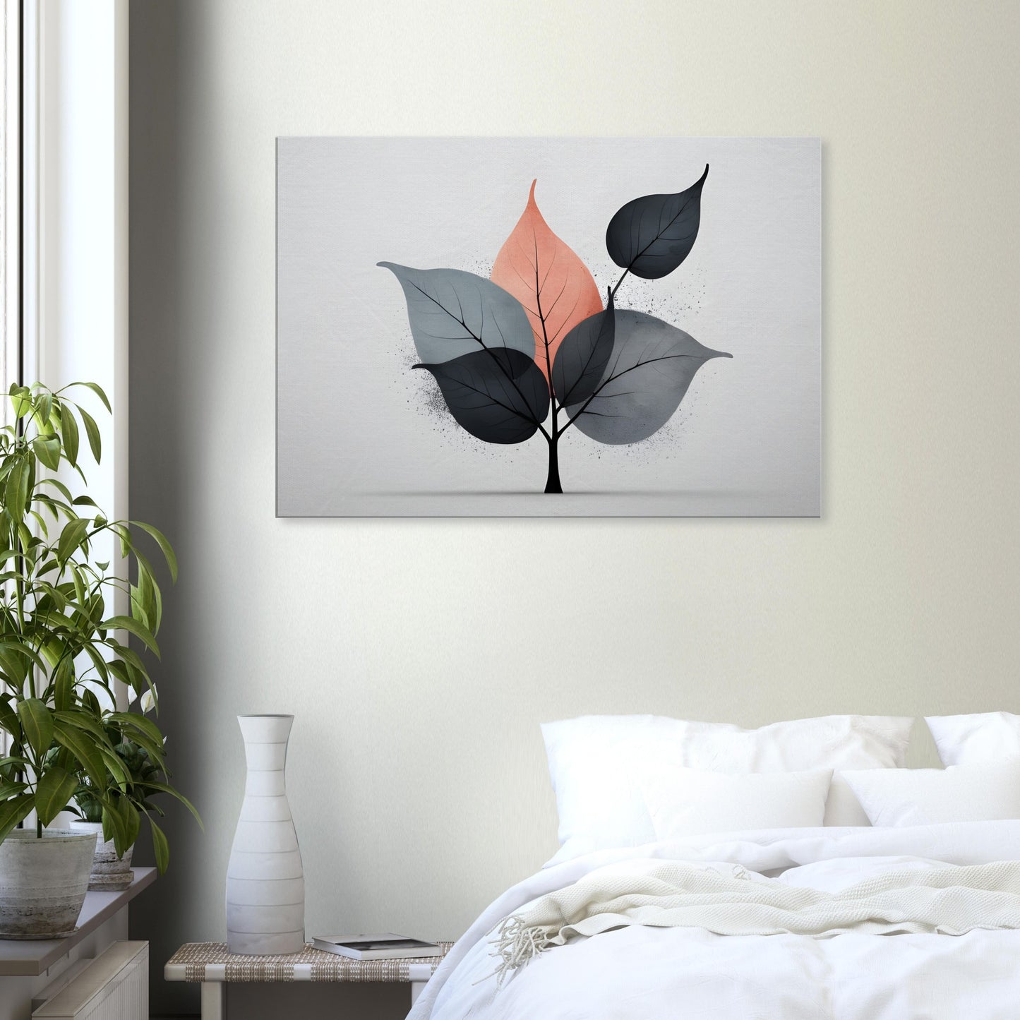 Minimalist Abstract Wall Art with Elegant Leaves