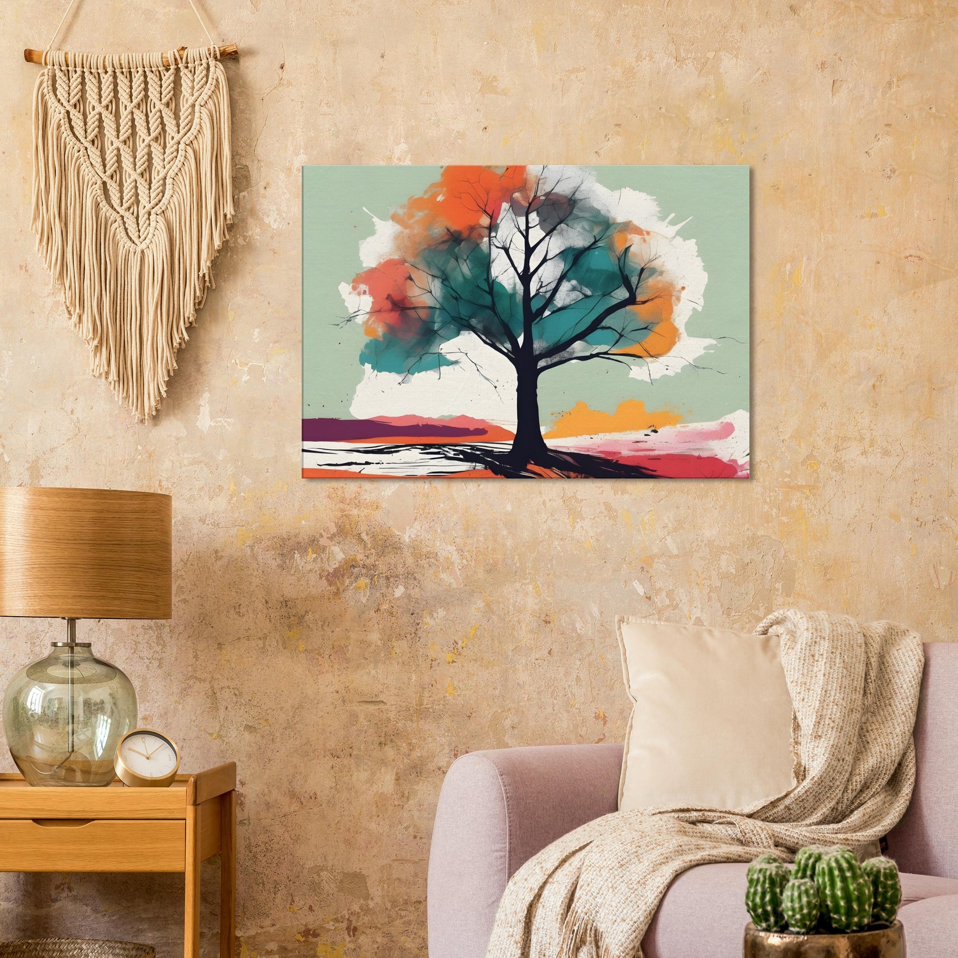 Vibrant Beauty - Minimalist Abstract Tree Art for Your Home