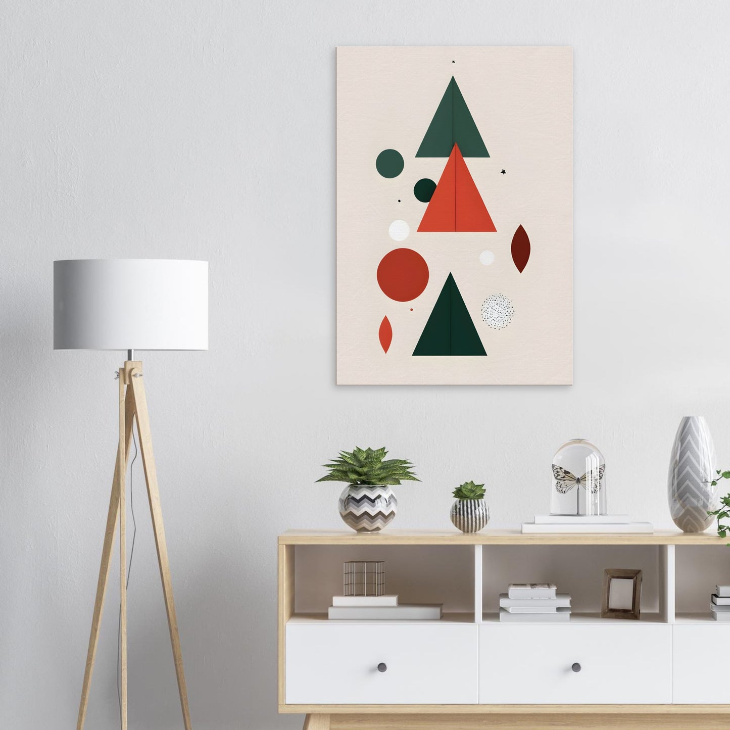 Triangular Harmony - Abstract Minimalist Christmas Wall Art