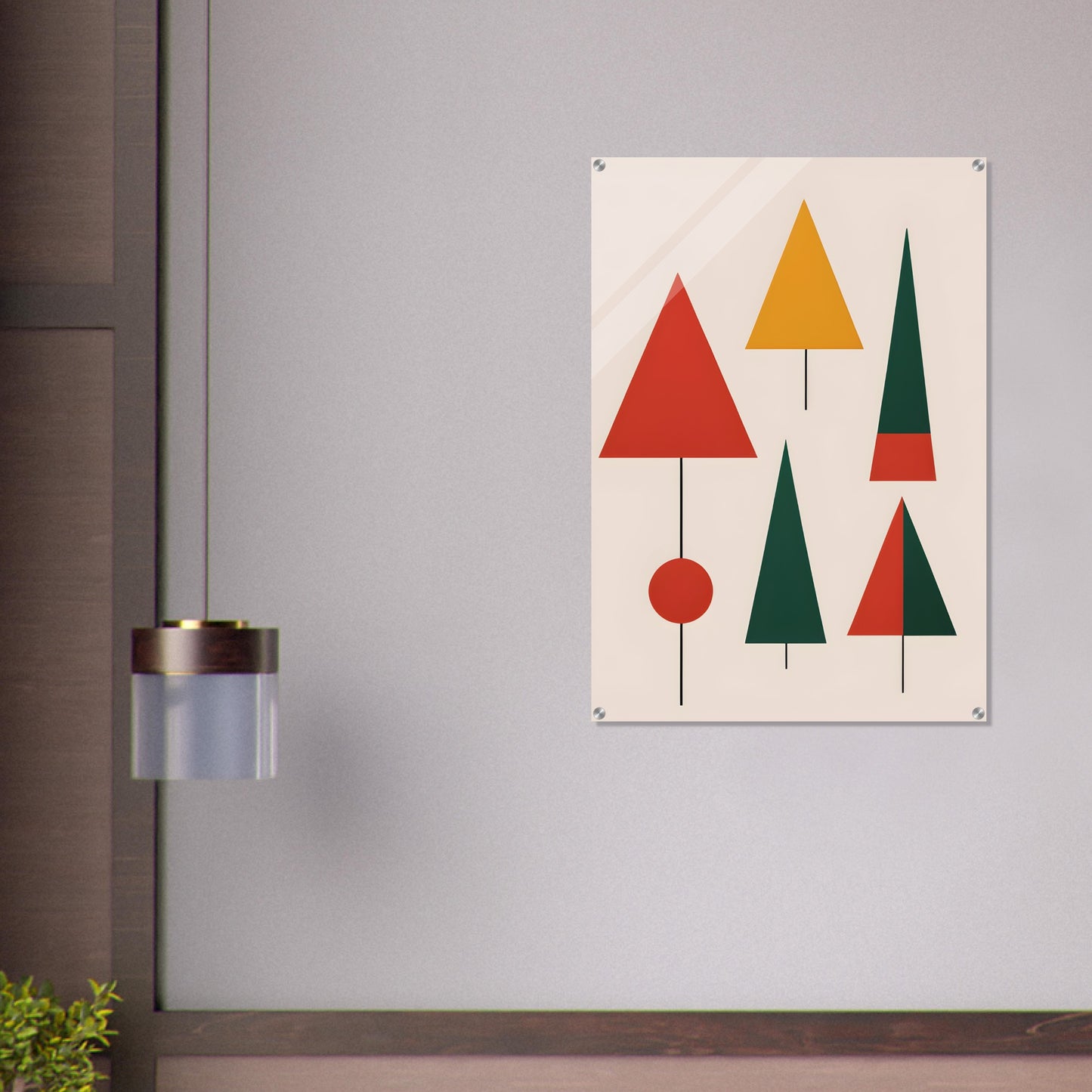 Evergreen Harmony - Abstract Christmas Minimalist Wall Art