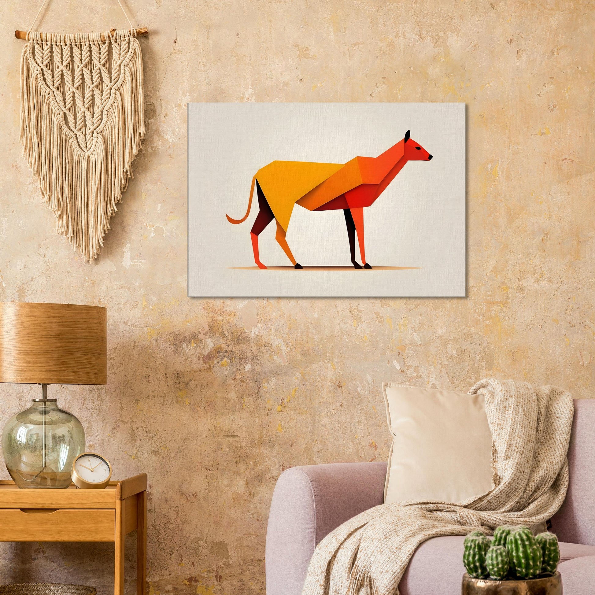 Feline Form - Vibrant Minimalist Animal Wall Art Canvas Print