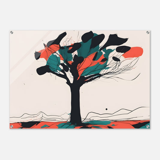 Dancing Leaves - Minimalist Tree Acrylic Print for Modern Decor