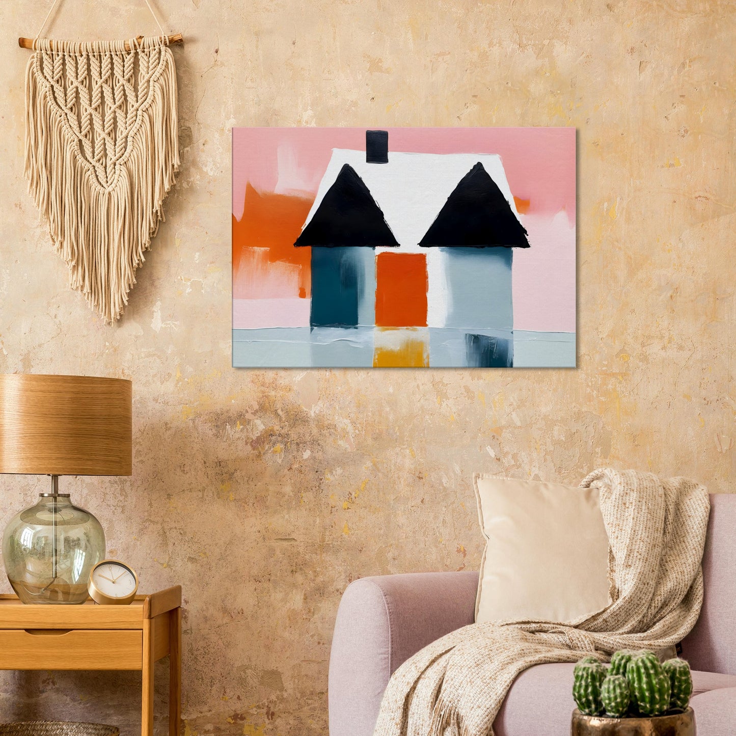 Whimsical Retreat: Modern Abstract House Print