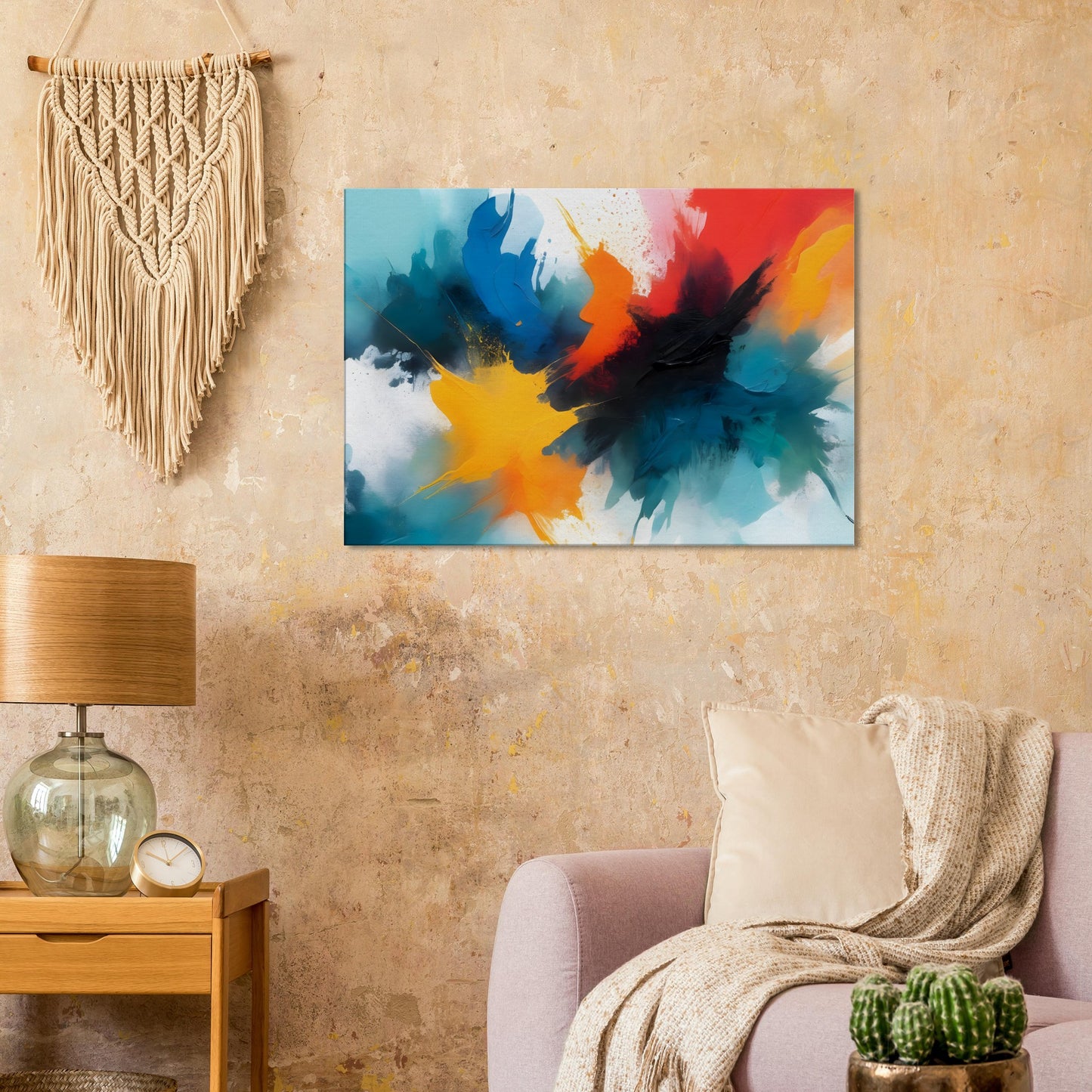 Vibrant Fusion: Abstract Minimalist Canvas Art