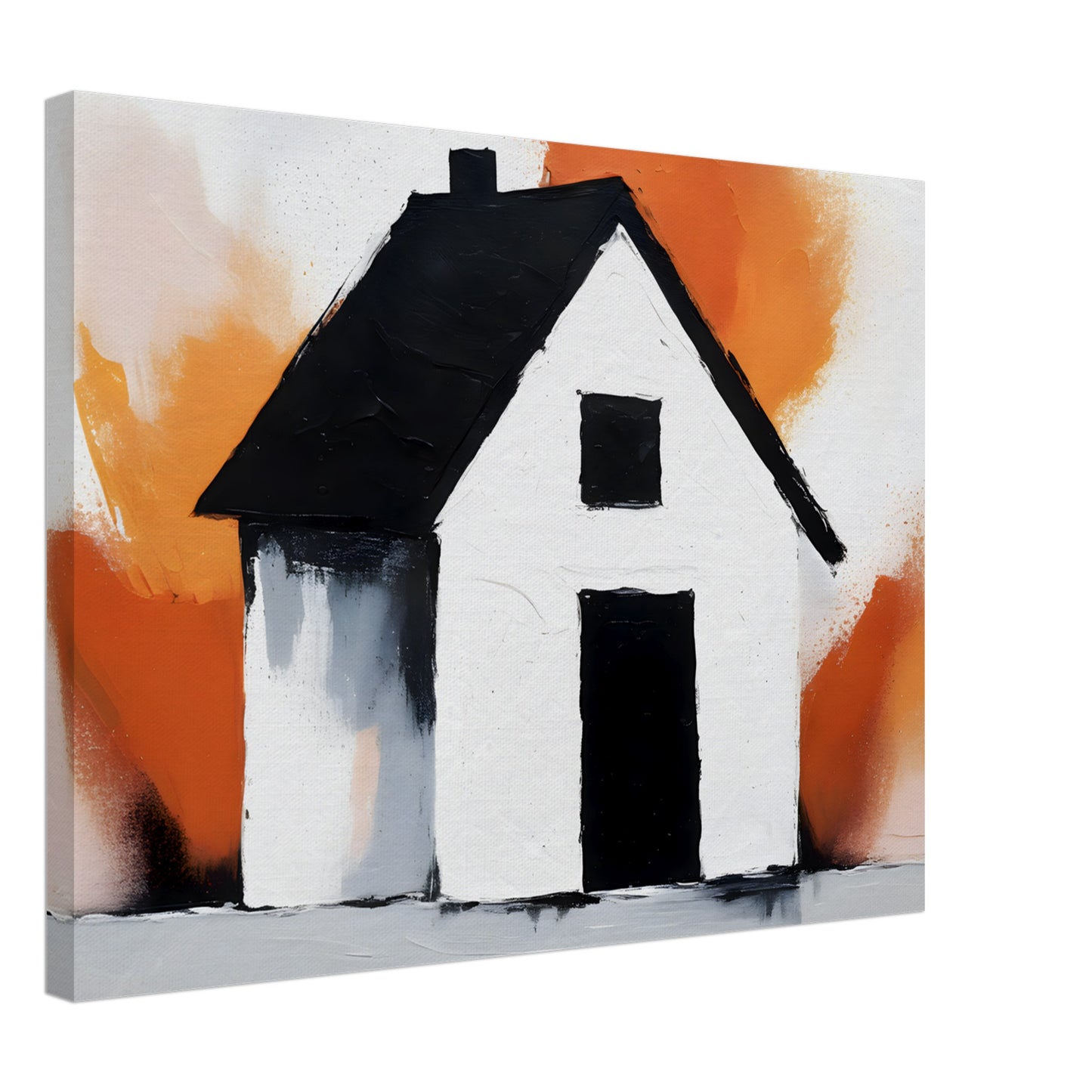 Rustic Allure: Abstract Minimalist House Canvas